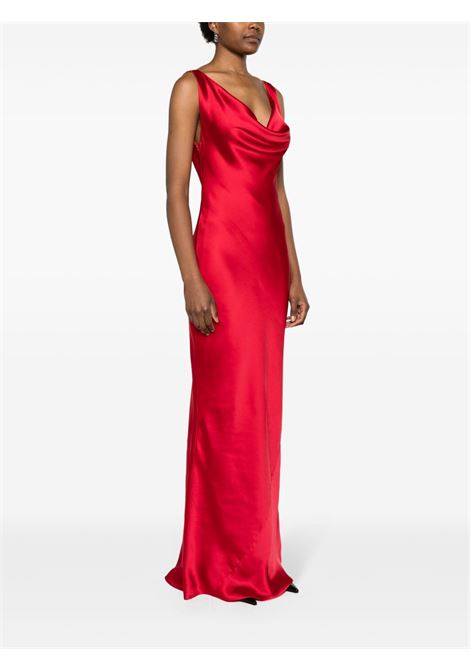 Red cowl-neck draped satin gown Norma Kamali - women NORMA KAMALI | ST4233CBA13946